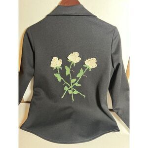 Womens Vintage Homemade Embroidered Aplique Western Shirt Medium Floral.    Jj